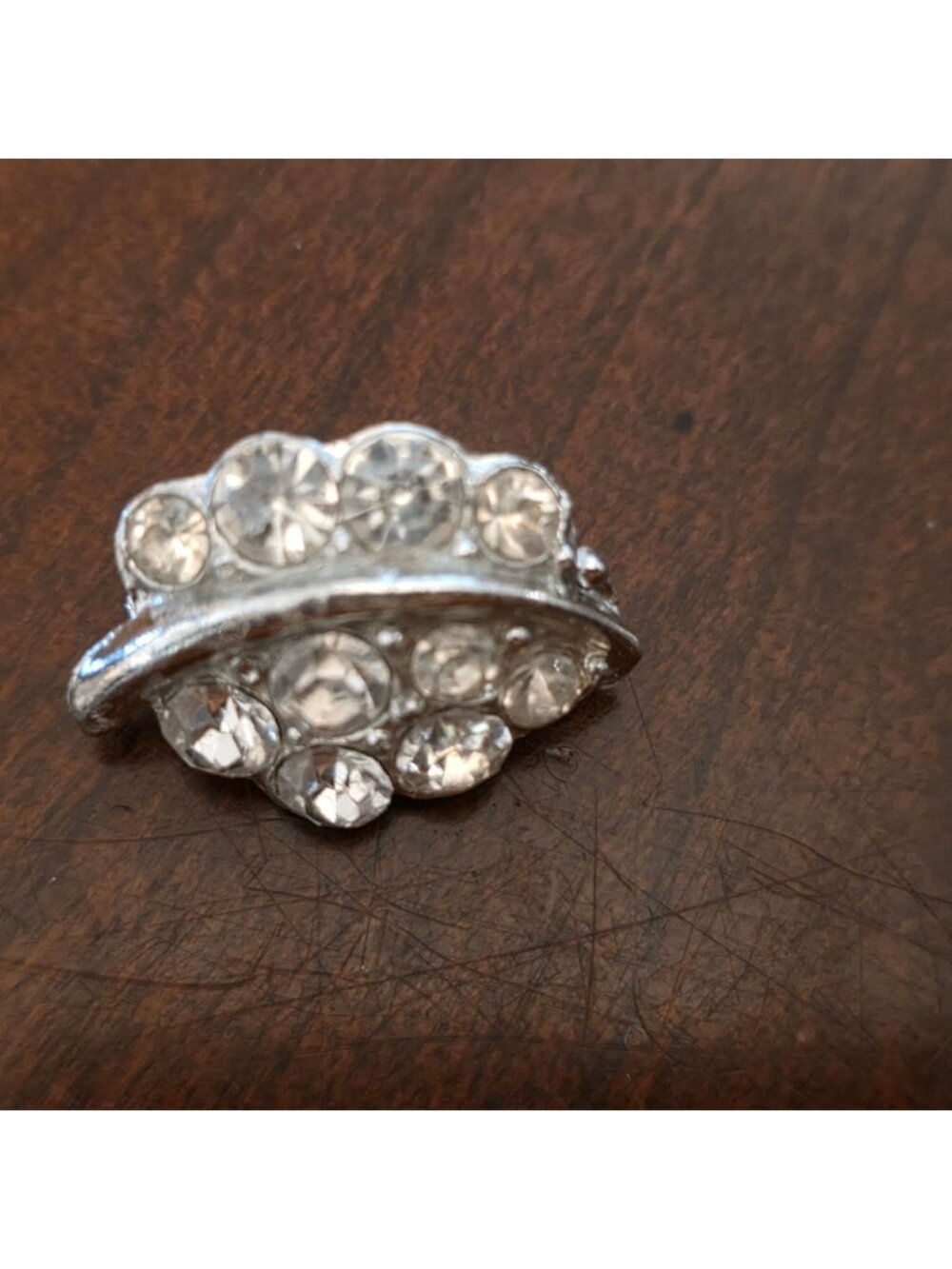 Vintage Rhinestone Silver-Tone Brooch Pin Width Floral Leaf Design